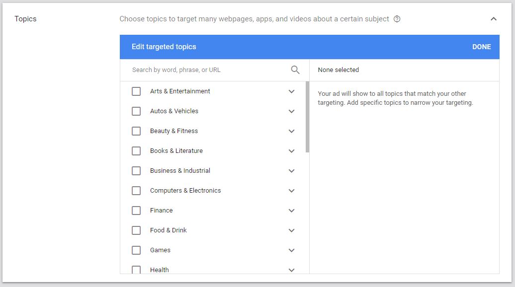 Topics Display Ad Targeting Google Ads Guide