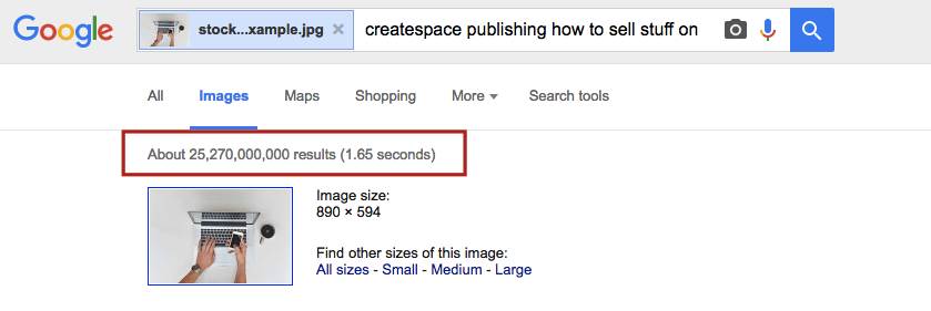 SERP results for stock image