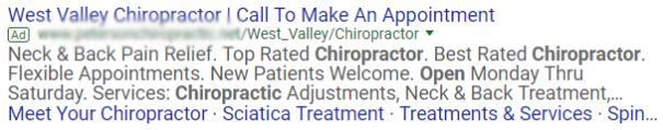 Google Ads CTA West Valley Chiro