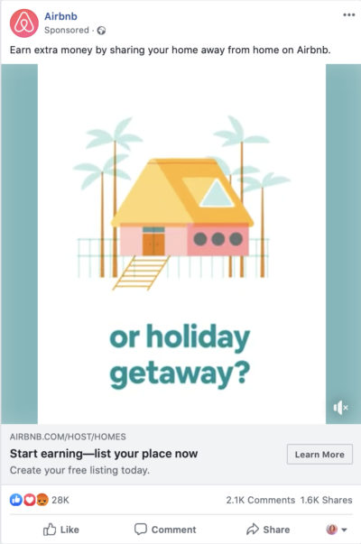 airbnb facebook ad