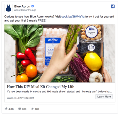 blue apron facebook ad scaling