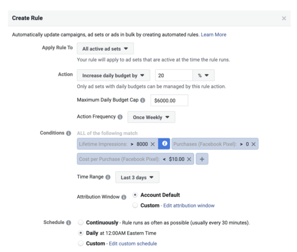 facebook ad scaling automated rules