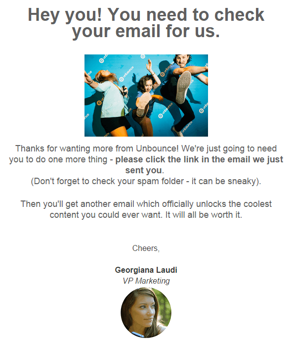 unbounce thank you page 