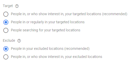 local business location settings