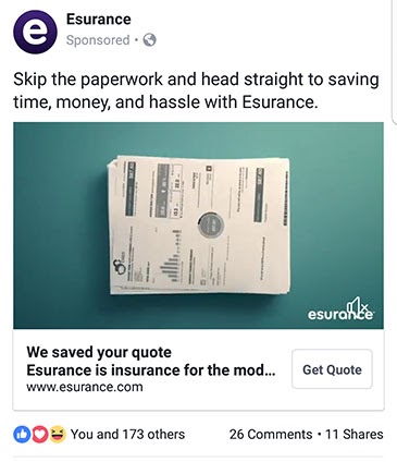 Esurance Facebook ad