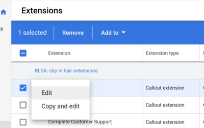Editing extensions