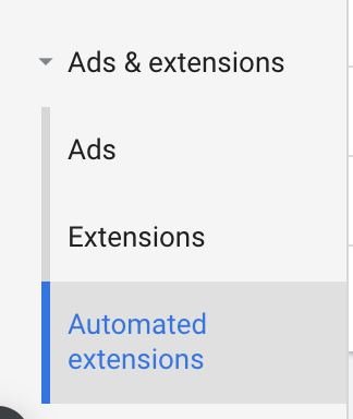 automated extensions panel