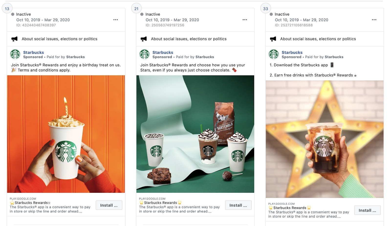 Starbucks Facebook ads 1
