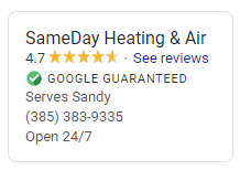 same day heating & air local service ad