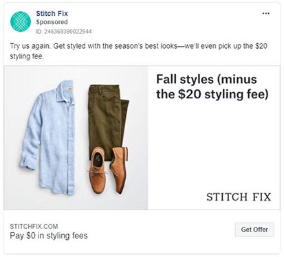 stitch fix facebook ad example