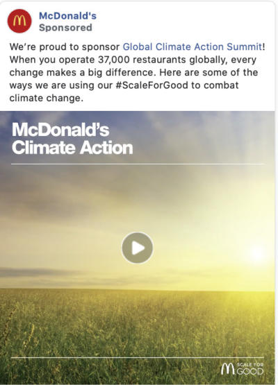 McDonalds Facebook brand awareness ad