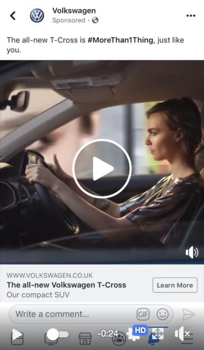 volkswagen Facebook brand awareness ad
