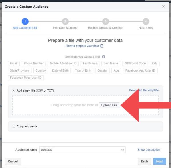 Facebook Custom Audience Upload Email List