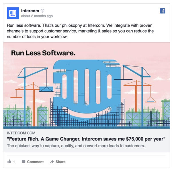 Intercom Facebook Custom Audience ad example