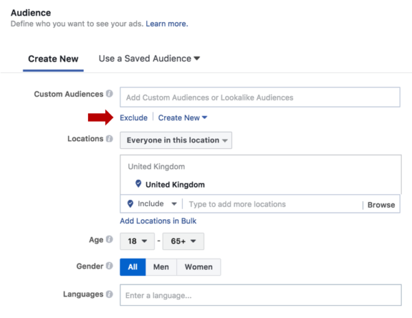 exclude facebook audience