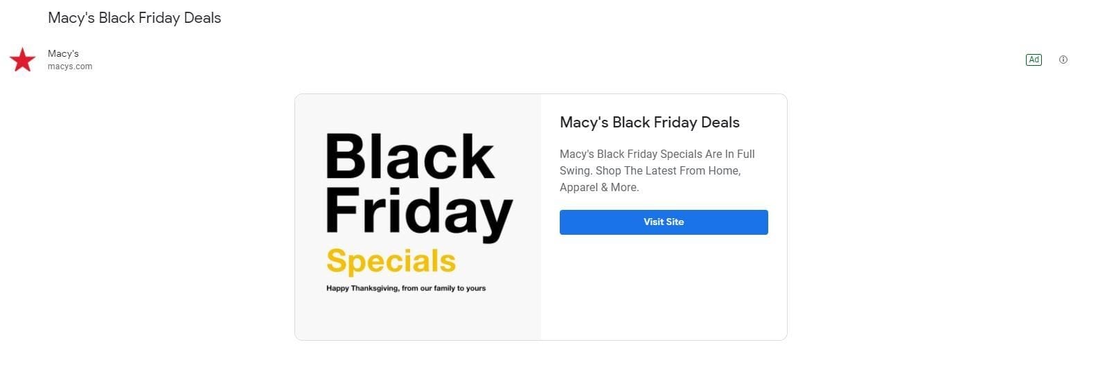 Macy's Black Friday Gmail Ad