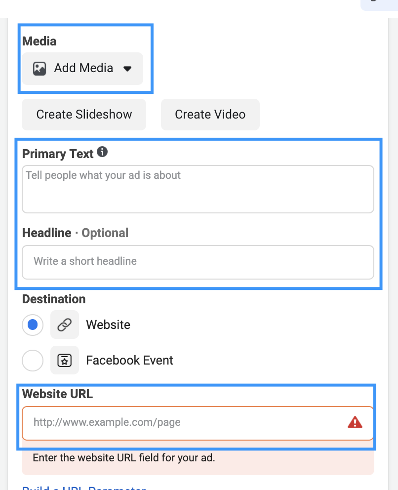 Set up your Facebook ad creative