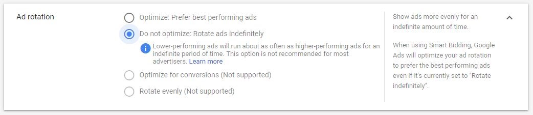 google ads campaign settings ad rotation