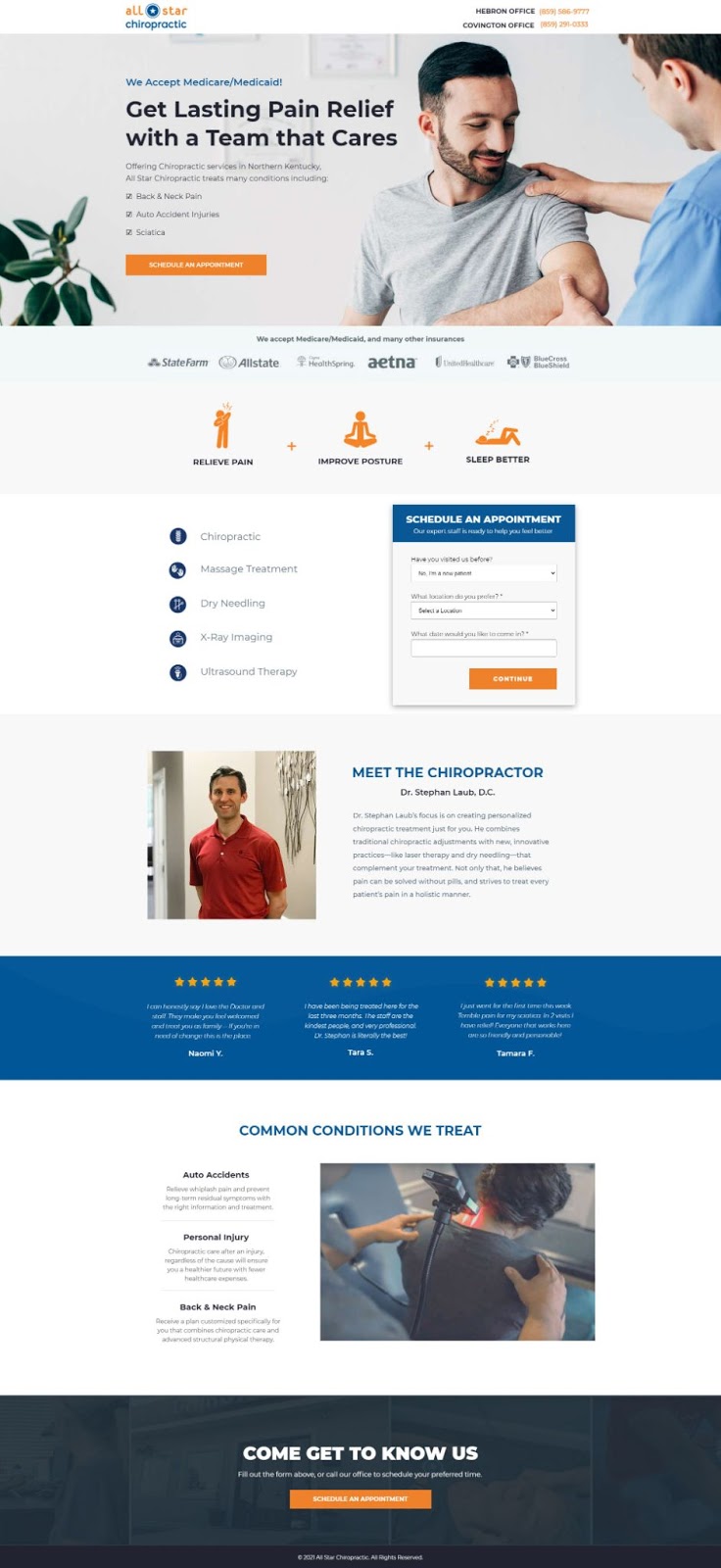 chiropractic marketing post-click landing page