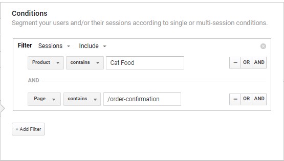 remarketing audience viewed order confirmation and purchased product included cat food