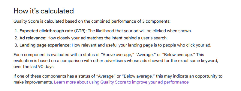 google ads quality score guidelines
