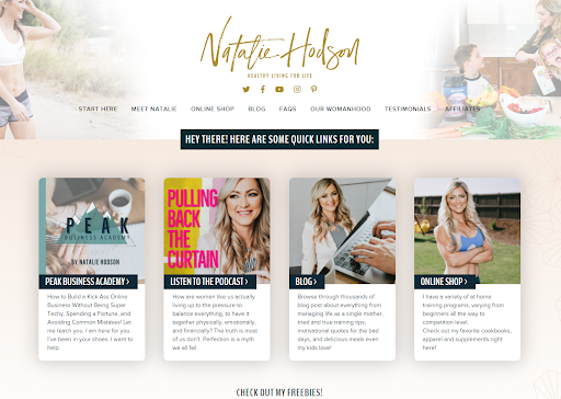 Example of a website from Natalie Hodson