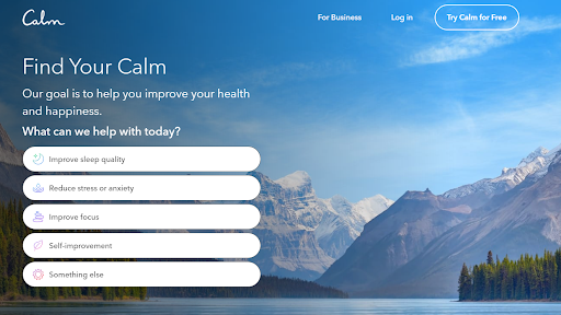 product landing page example calm