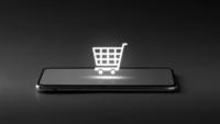 Online shopping icon on smart phone