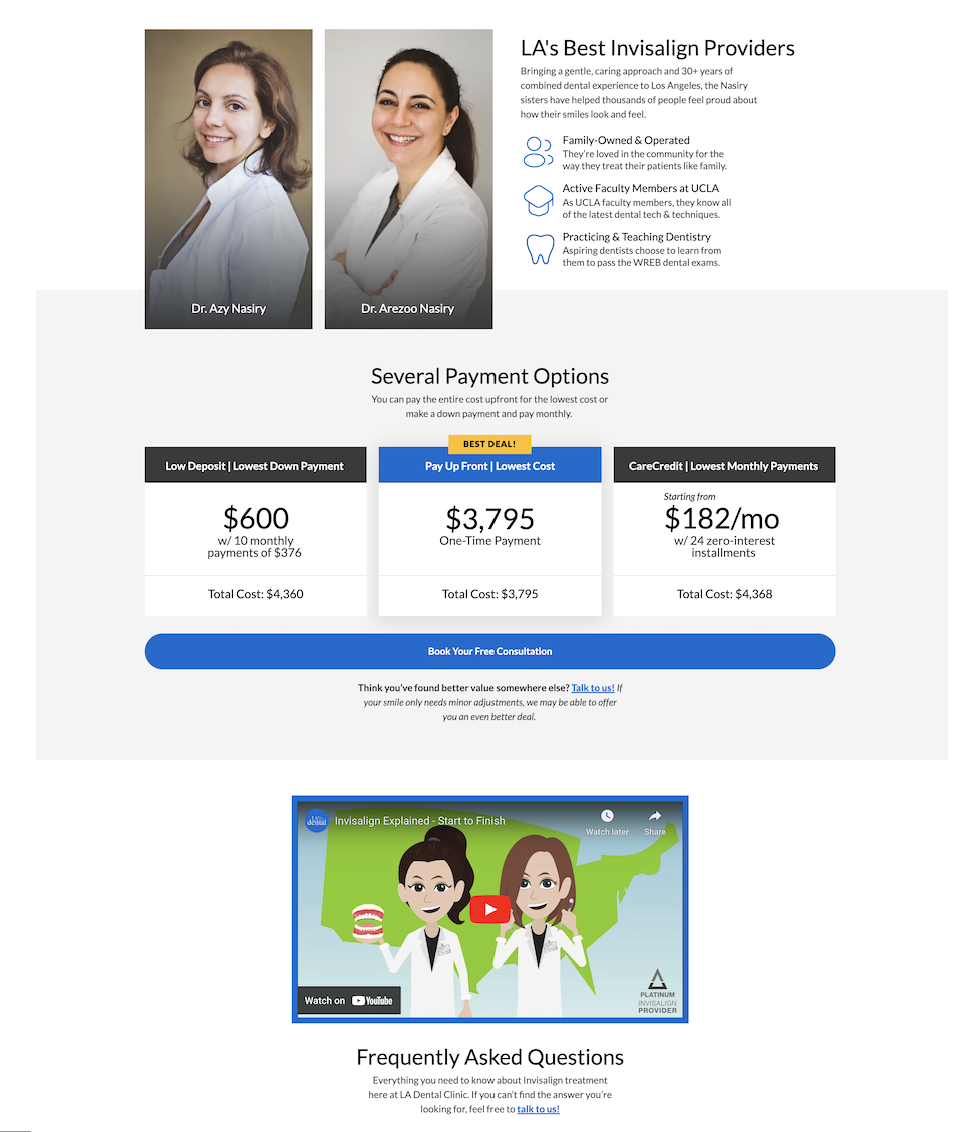 Dental landing page trust and clarity