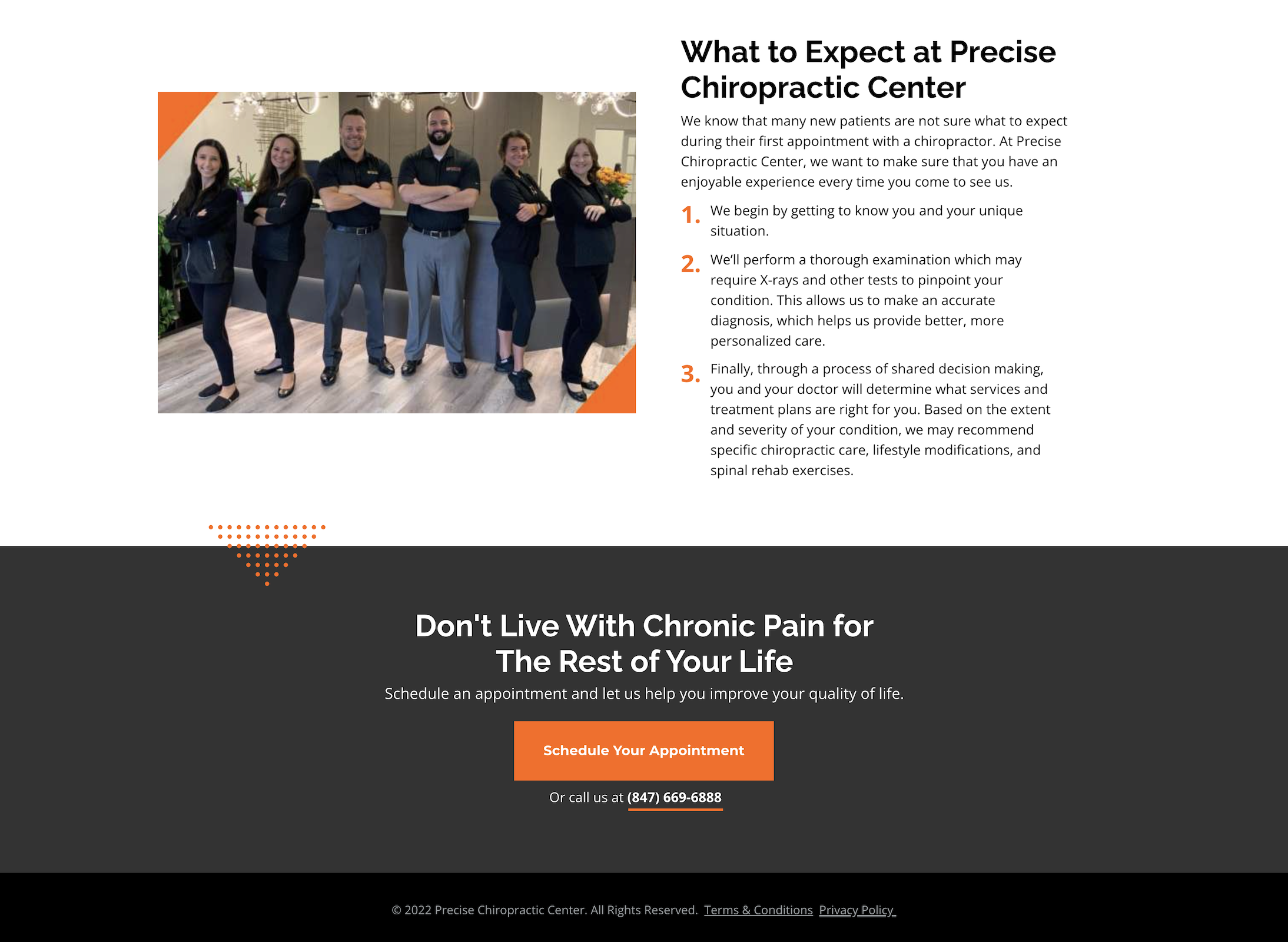 chiropractic landing page vision of the service