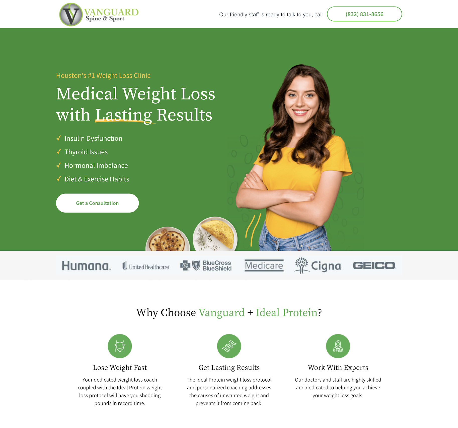 weight loss clinic landing page example